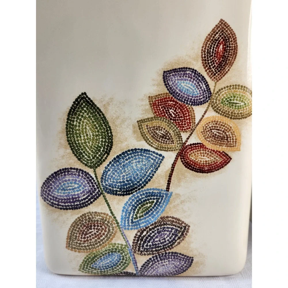 Croscill Bathroom Mosaic Leaves Waste Basket Trash Can Tissue Box Cover Vibrant
